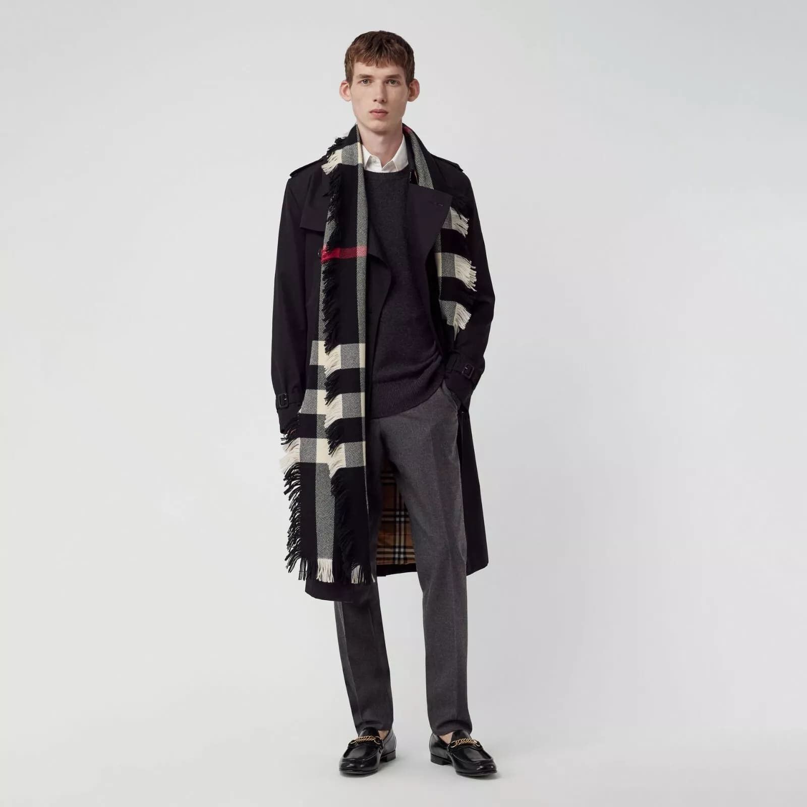 Burberry Black Half Mega Fashion Check Fringe Wool Scarf Size ONE SIZE - 11 Thumbnail
