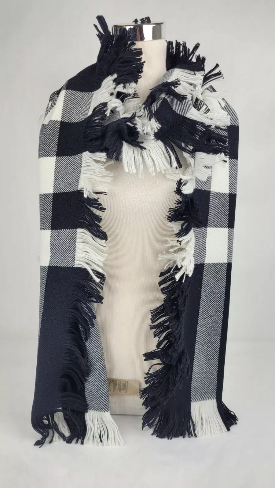 Burberry Black Half Mega Fashion Check Fringe Wool Scarf Size ONE SIZE - 4 Thumbnail