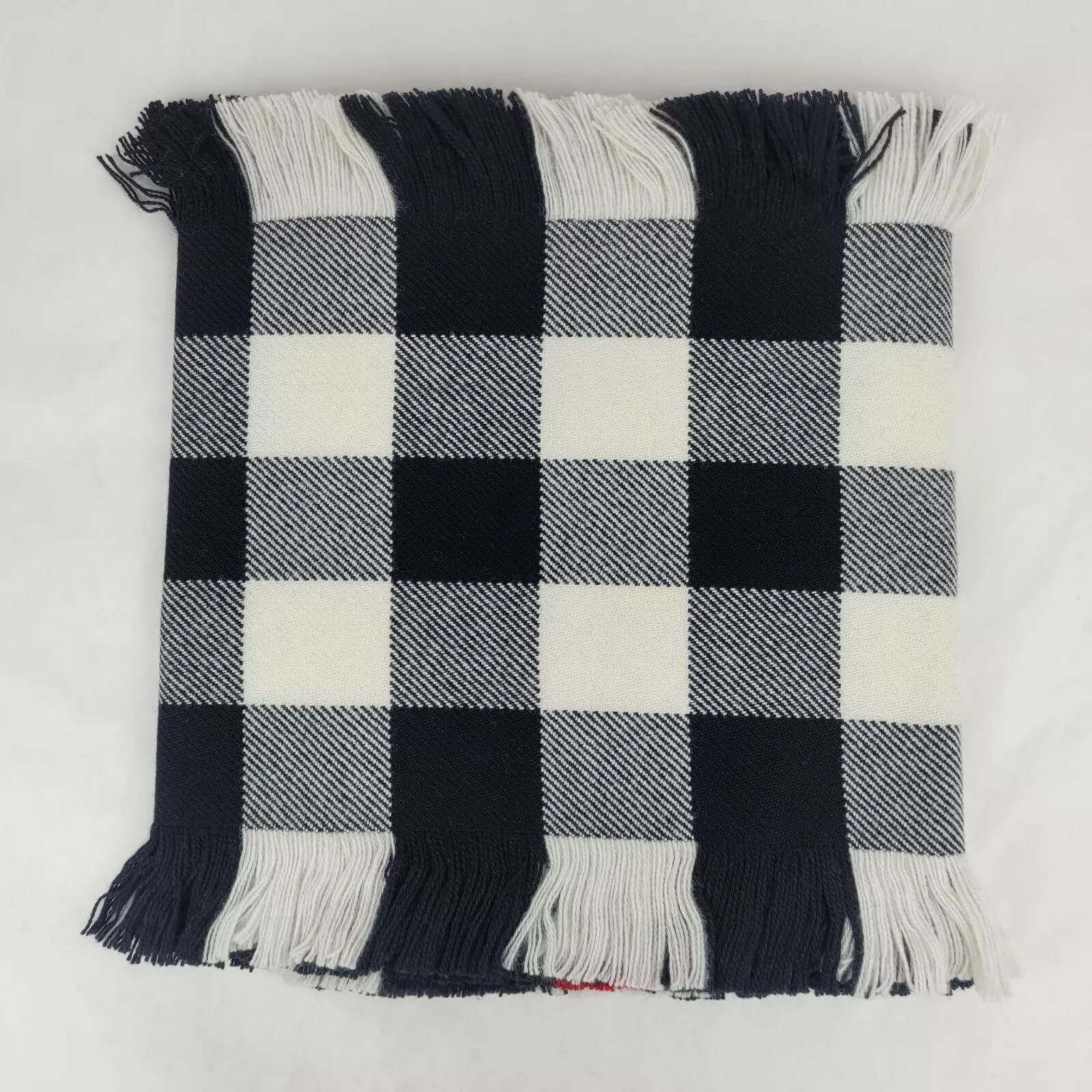 Burberry Black Half Mega Fashion Check Fringe Wool Scarf Size ONE SIZE - 2 Thumbnail