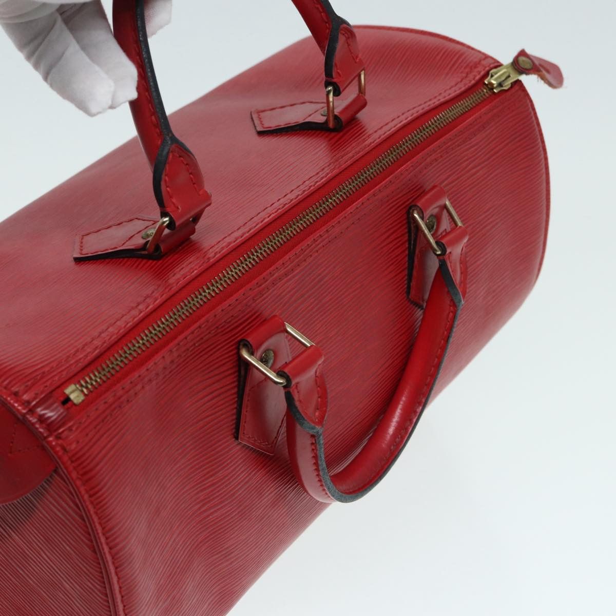 Louis Vuitton Speedy 30 Red Leather Handbag (Pre-Owned) Size ONE SIZE - 4 Thumbnail