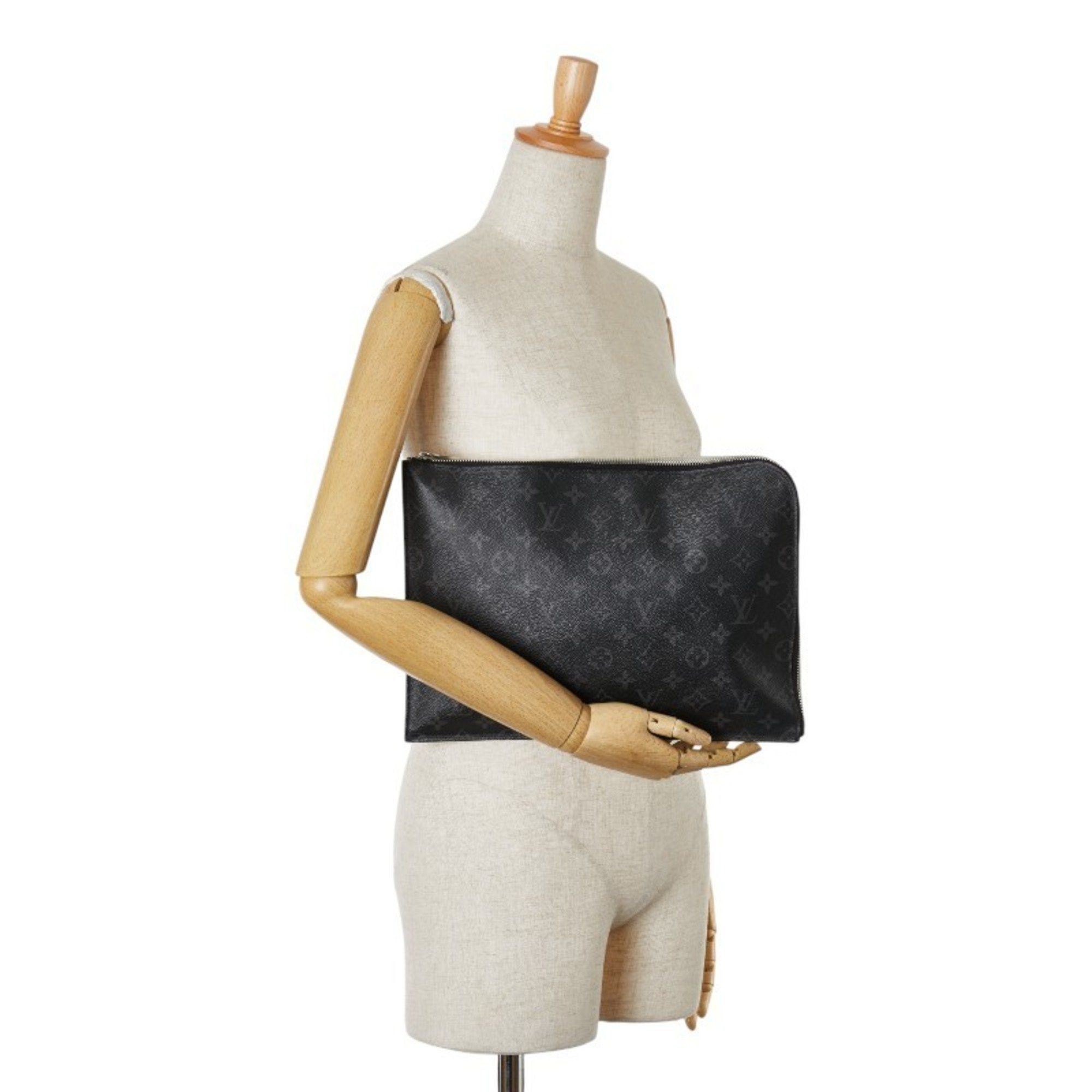 Louis Vuitton Louis Vuitton x Kim Jones Monogram Eclipse Pochette Jour GM DSMG Limited Edition Clutch Bag Black White PVC Leather Men's LOUIS VUITTON Size ONE SIZE - 11 Thumbnail