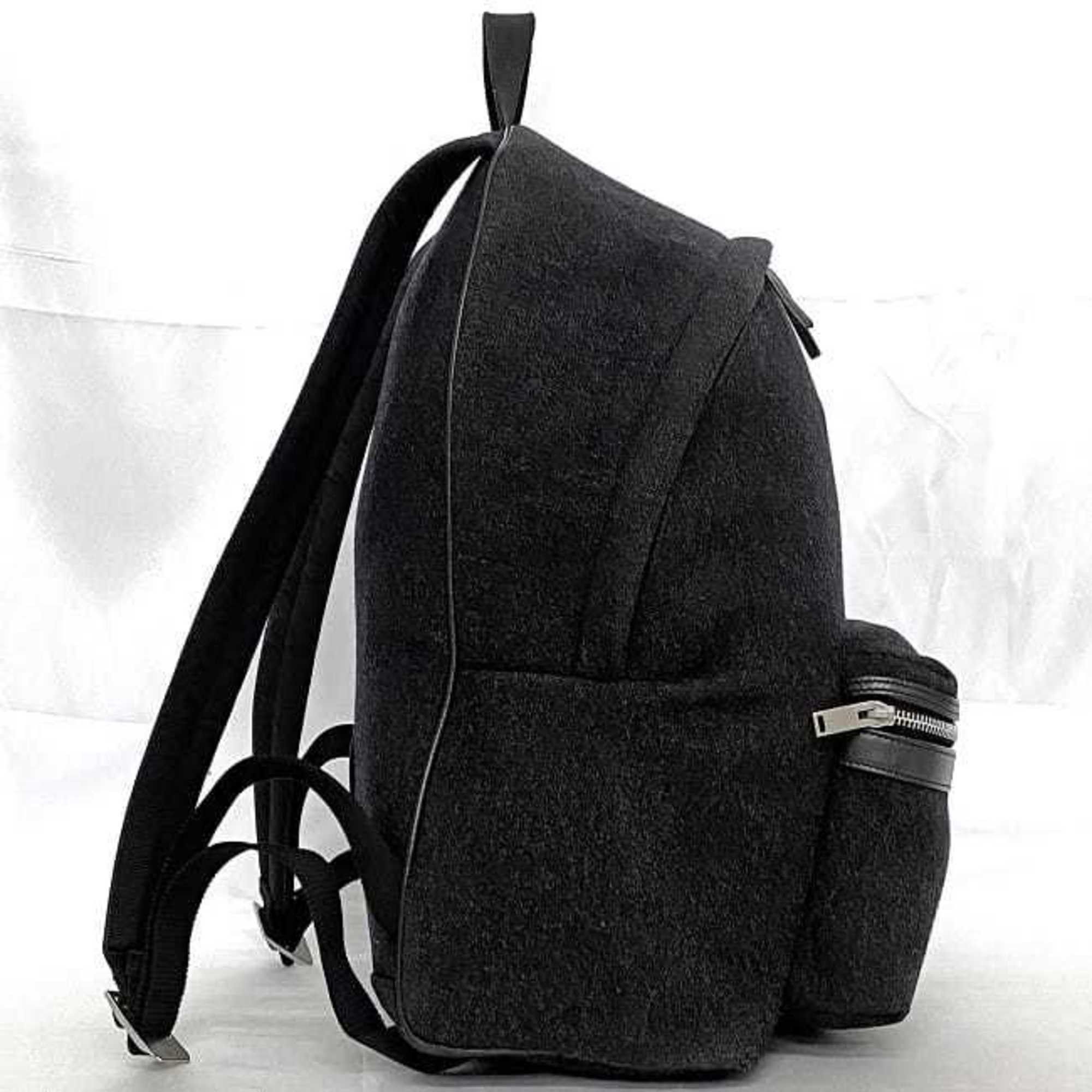 Saint Laurent Backpack f-21216 Black 326865 Felt Canvas Leather