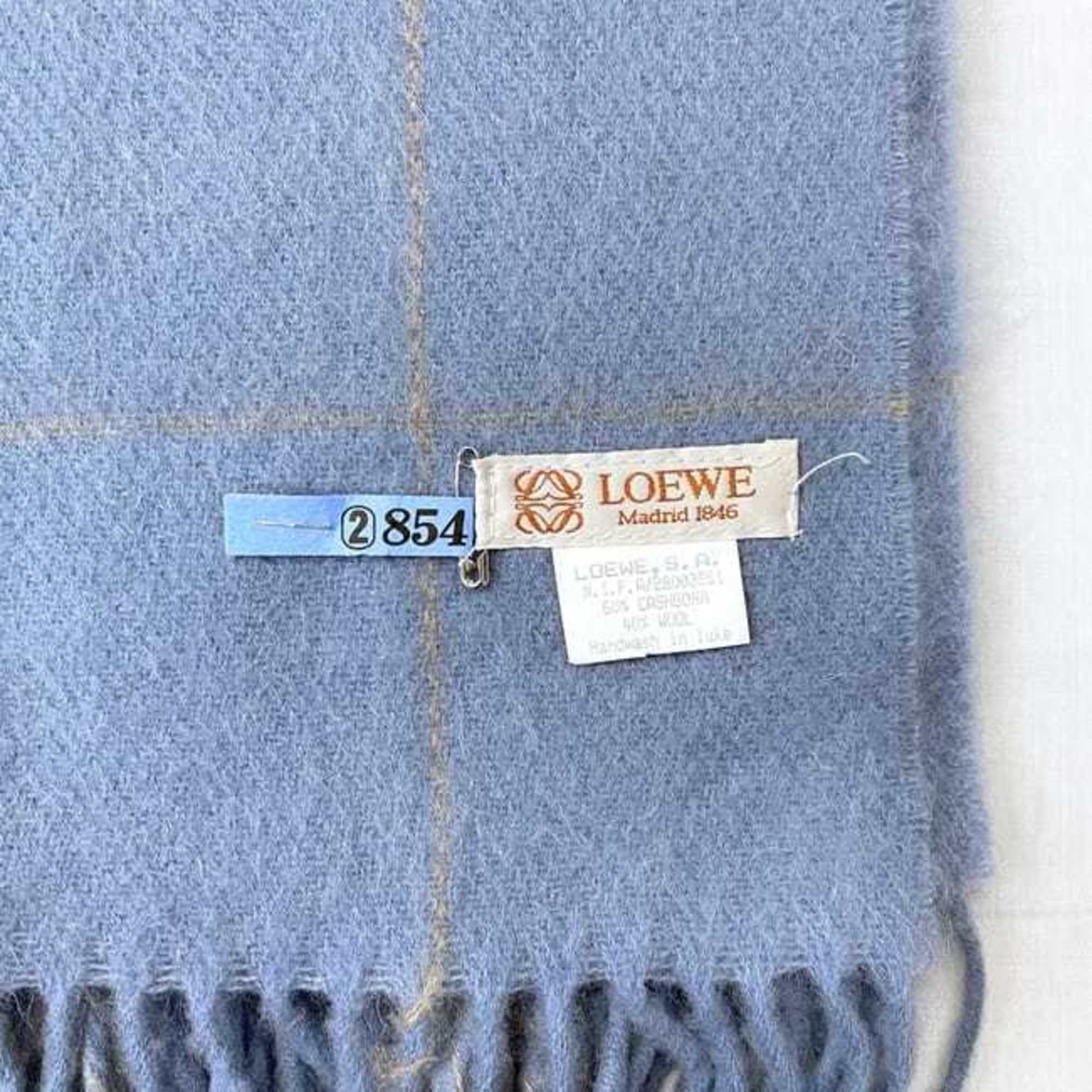 Loewe LOEWE Scarf ec-21134 Light Blue Check Cashgora 60% Wool 40% Stole Women's Size ONE SIZE - 6 Thumbnail