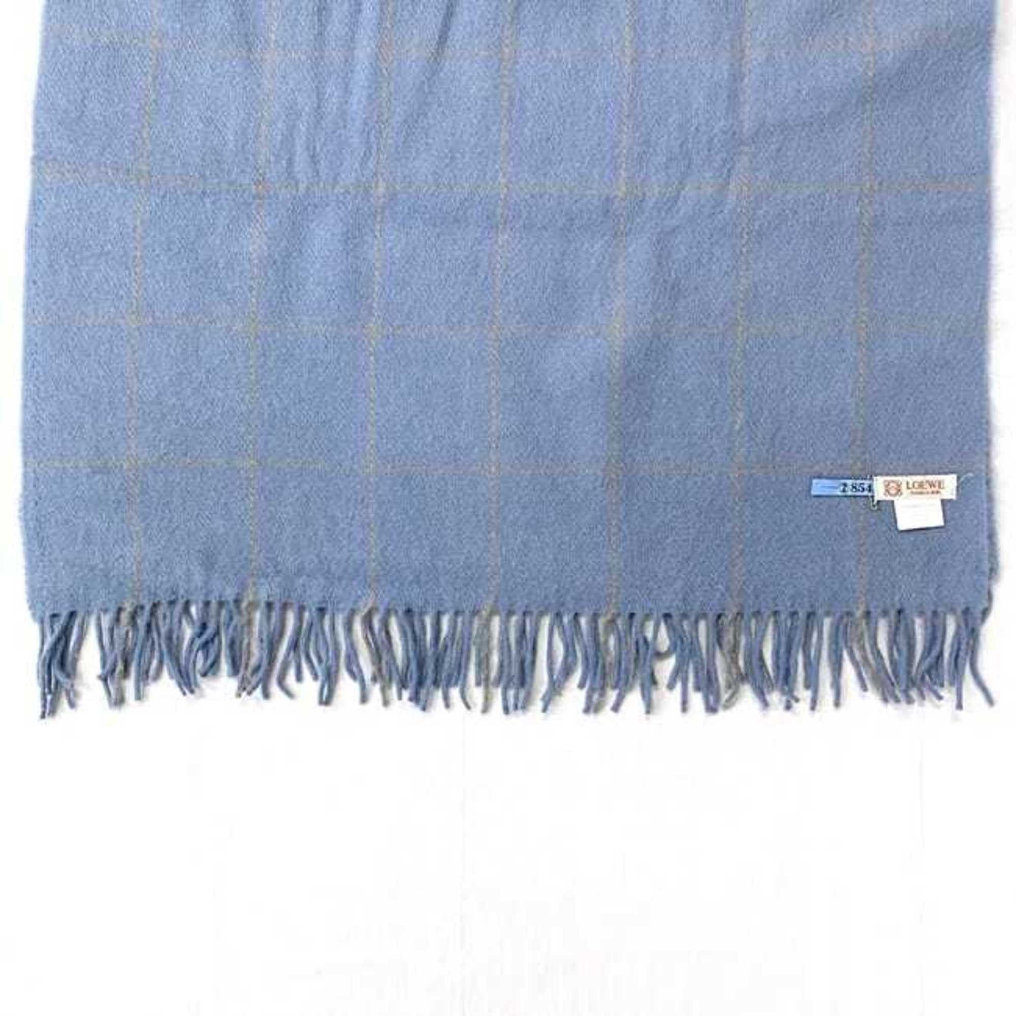 Loewe LOEWE Scarf ec-21134 Light Blue Check Cashgora 60% Wool 40% Stole Women's Size ONE SIZE - 5 Thumbnail