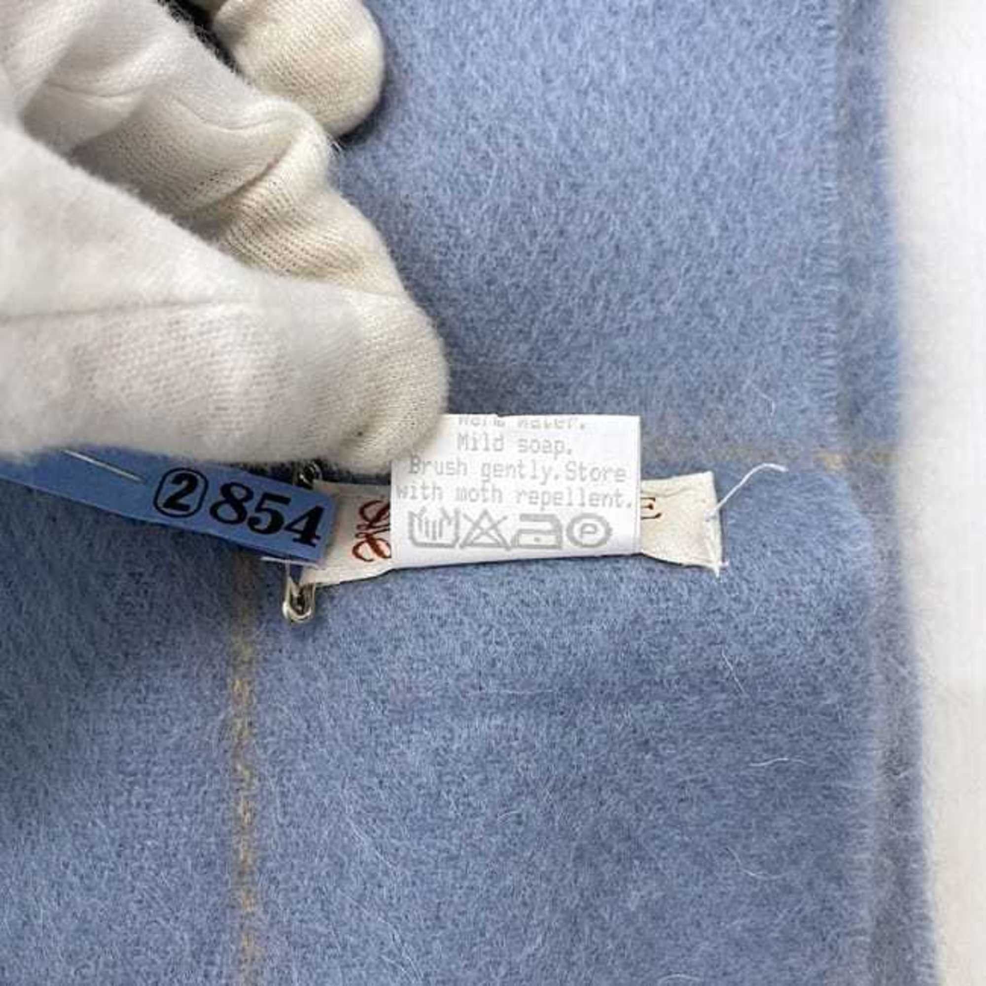 Loewe LOEWE Scarf ec-21134 Light Blue Check Cashgora 60% Wool 40% Stole Women's Size ONE SIZE - 7 Thumbnail