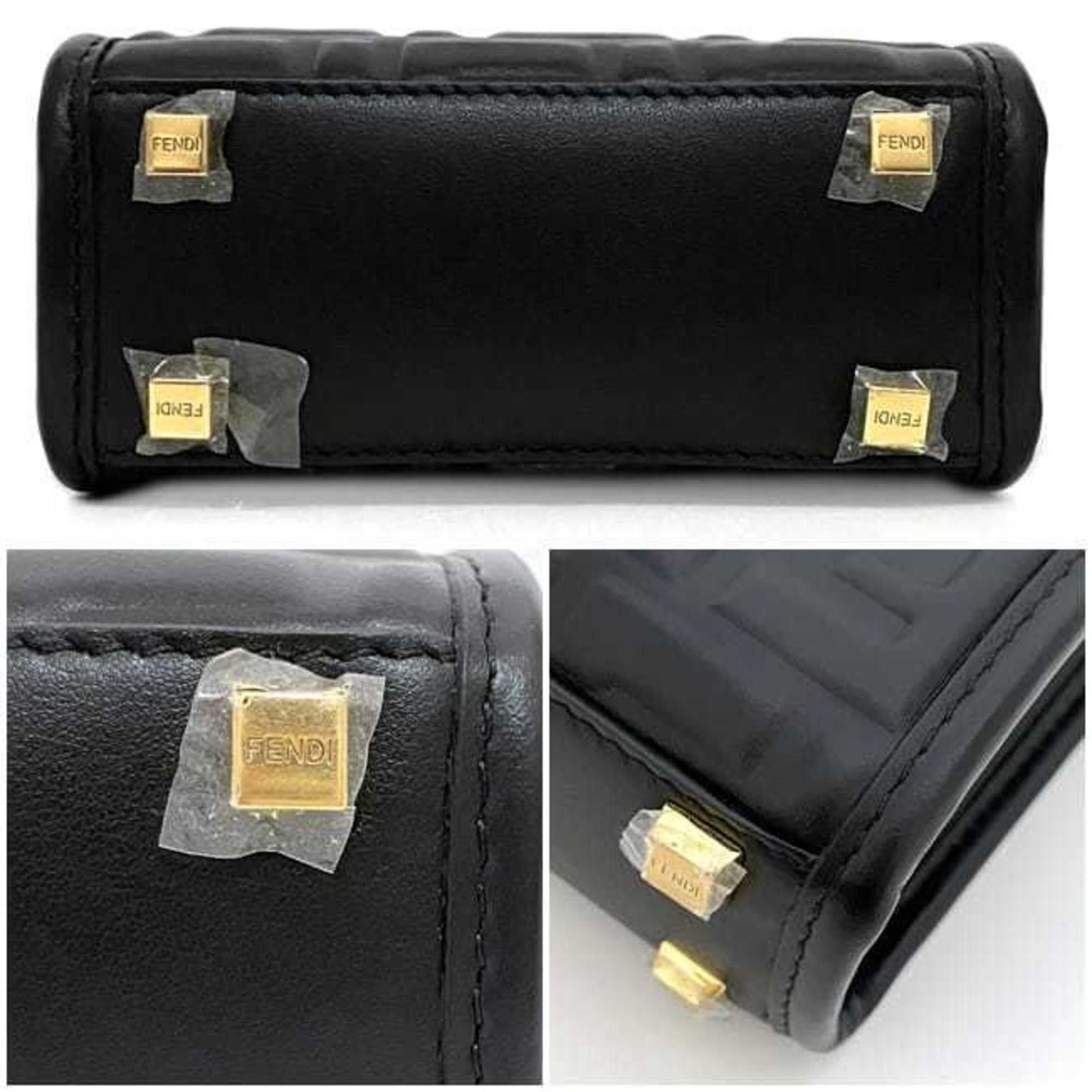Fendi Fendi 2-way bag Sunshine f-21250 Black Tortoiseshell 8BS051 Leather FENDI FF Embossed Women's Compact Size ONE SIZE - 10 Thumbnail