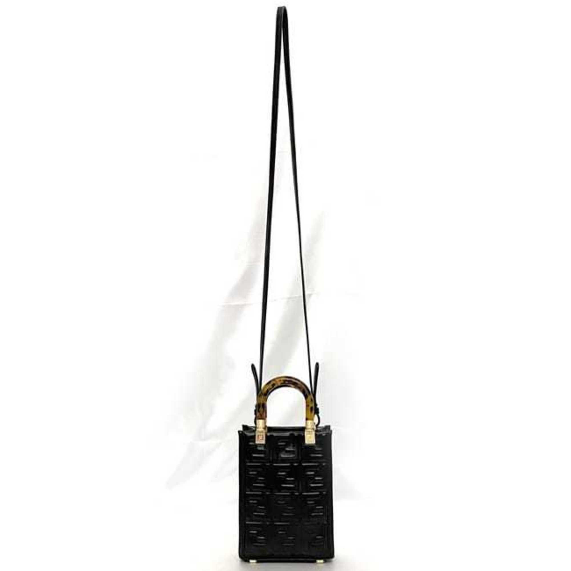 Fendi Fendi 2-way bag Sunshine f-21250 Black Tortoiseshell 8BS051 Leather FENDI FF Embossed Women's Compact Size ONE SIZE - 6 Thumbnail