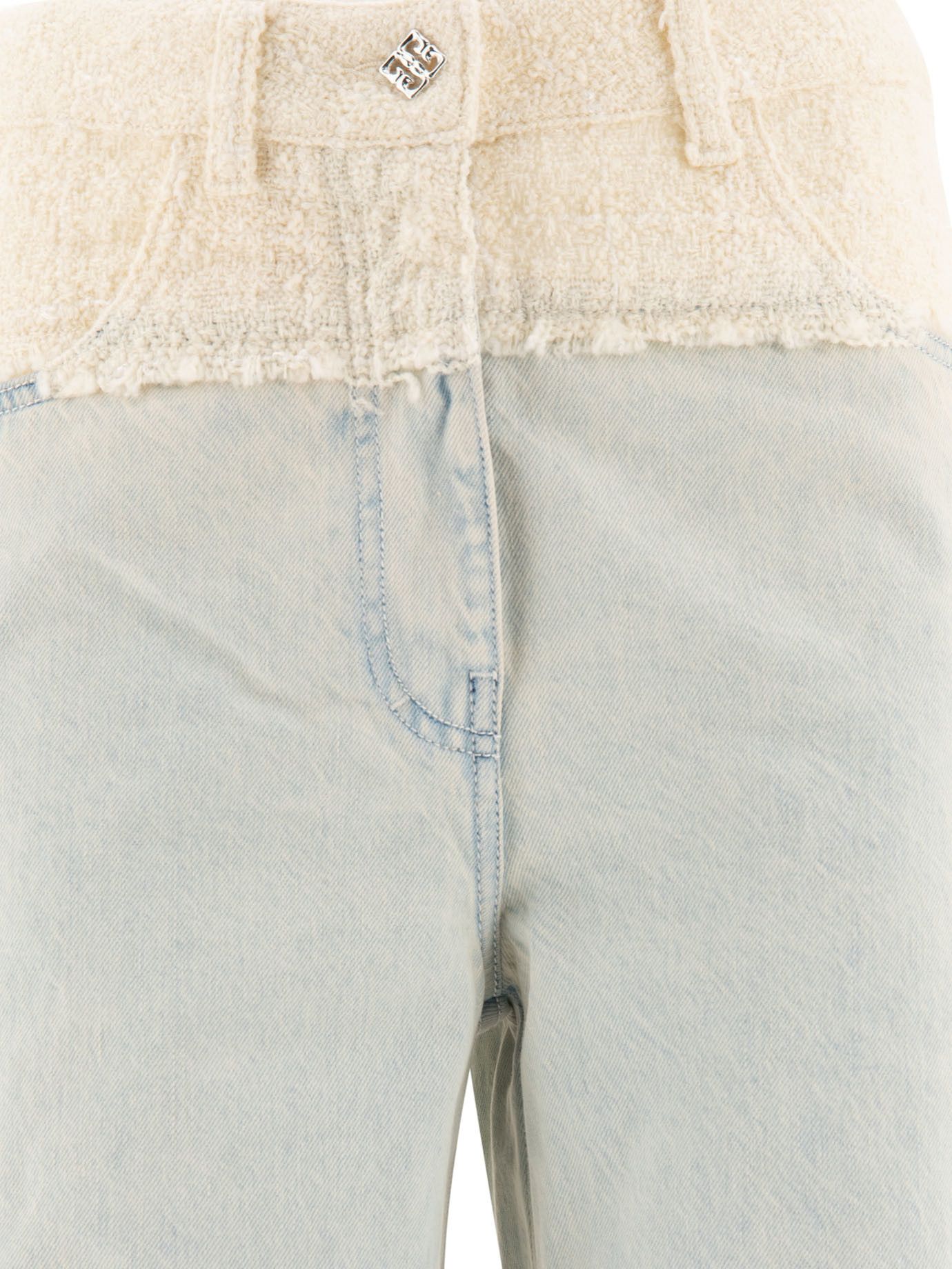 Givenchy Oversized Denim And Tweed Mixed Jeans With 4G Detail Size 26" / US 2 / IT 38 - 3 Thumbnail
