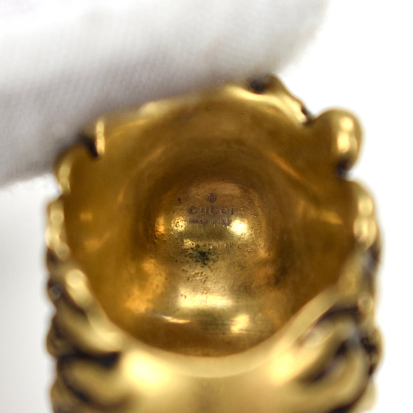 Gucci Gucci Vintage Effect Gold Lion Ring Blue Crystal Size ONE SIZE - 7 Thumbnail