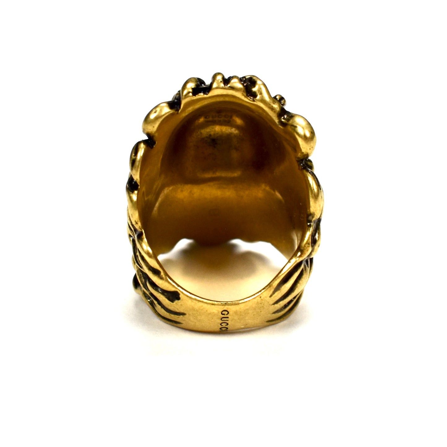 Gucci Gucci Vintage Effect Gold Lion Ring Blue Crystal Size ONE SIZE - 5 Thumbnail