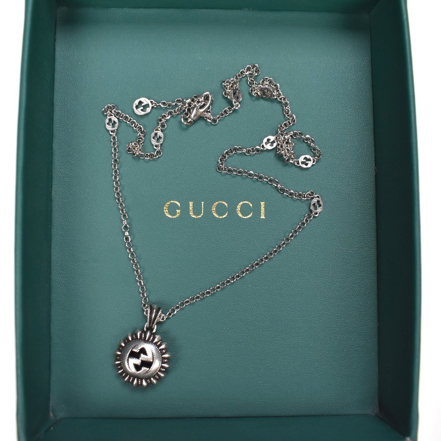 Gucci Gucci .925 Silver Interlocking GG Logo Pendant Chain Necklace Size ONE SIZE - 4 Thumbnail