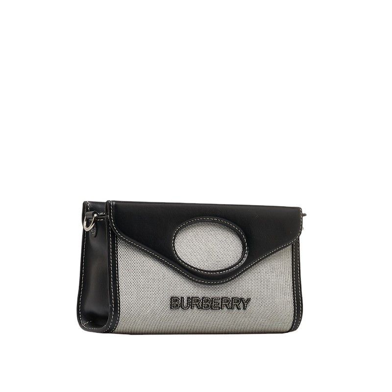 Burberry Burberry Burberry Logo Horseferry 2WAY Handbag Cotton Canvas Leather Canvas Handbag in Very Good Condition Size ONE SIZE - 3 Thumbnail