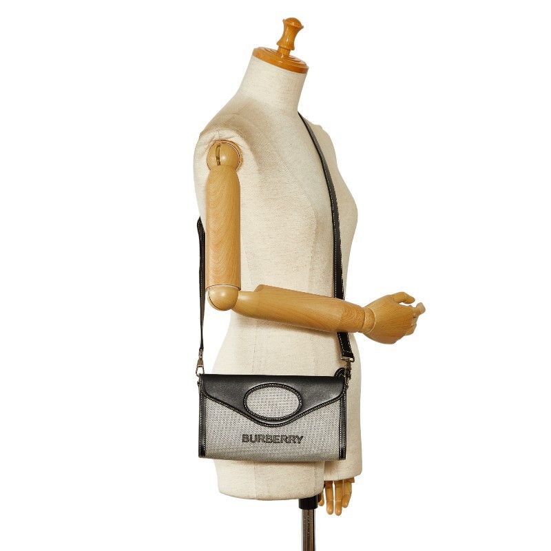 Burberry Burberry Burberry Logo Horseferry 2WAY Handbag Cotton Canvas Leather Canvas Handbag in Very Good Condition Size ONE SIZE - 11 Thumbnail
