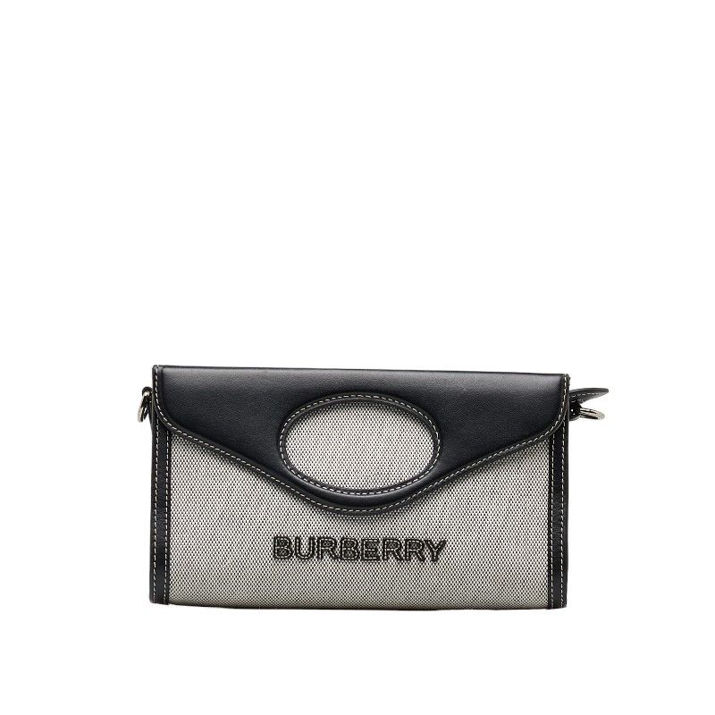 Burberry Burberry Burberry Logo Horseferry 2WAY Handbag Cotton Canvas Leather Canvas Handbag in Very Good Condition Size ONE SIZE - 2 Thumbnail