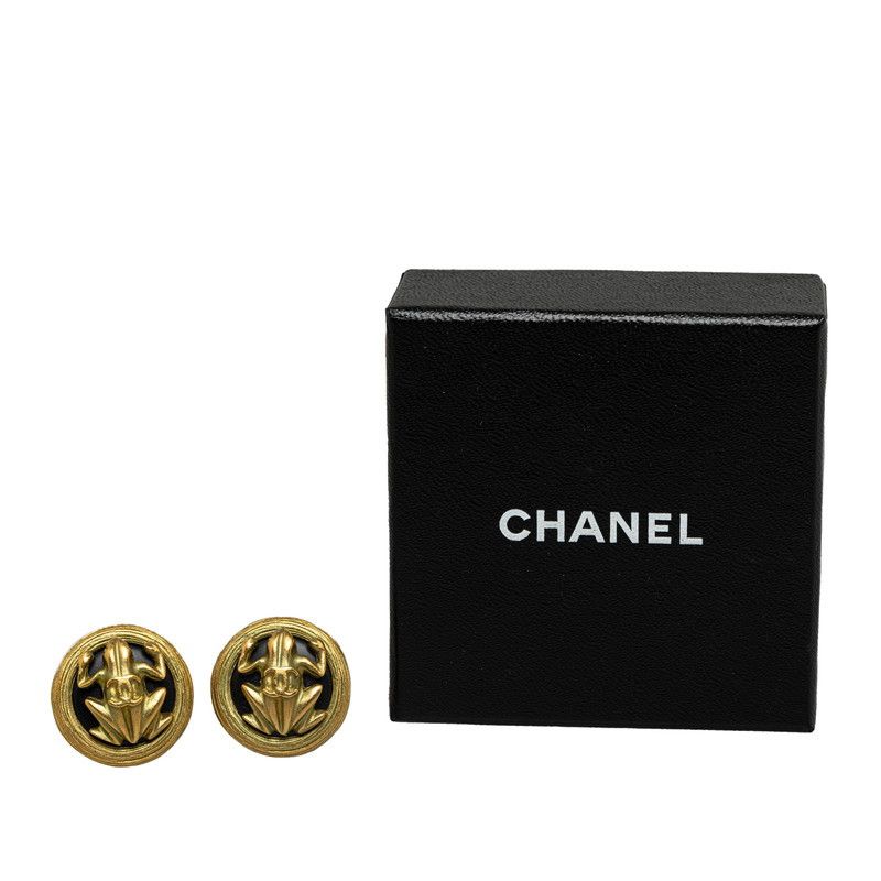 Chanel Chanel Chanel Vintage Coco Mark Earrings Gold Black Metal Earrings 94A in Very Good Condition Size ONE SIZE - 7 Thumbnail