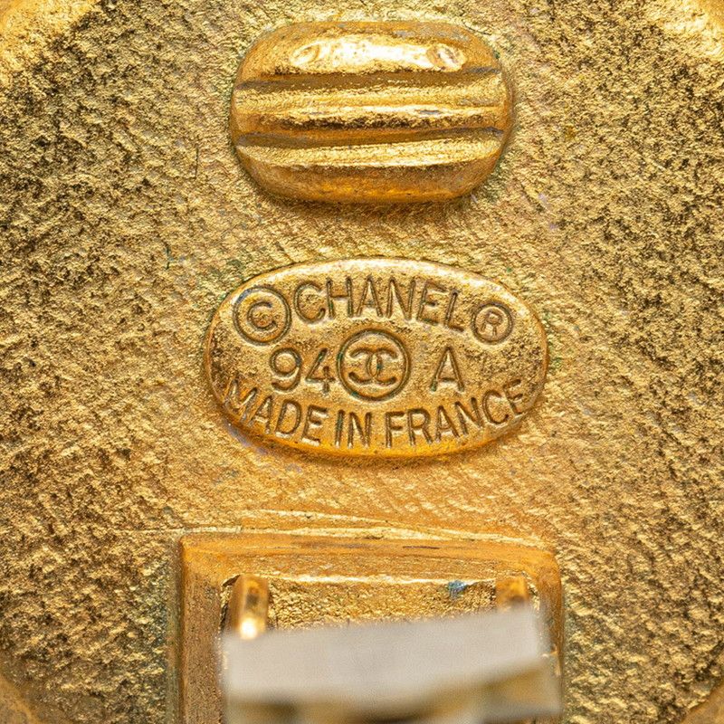 Chanel Chanel Chanel Vintage Coco Mark Earrings Gold Black Metal Earrings 94A in Very Good Condition Size ONE SIZE - 6 Thumbnail