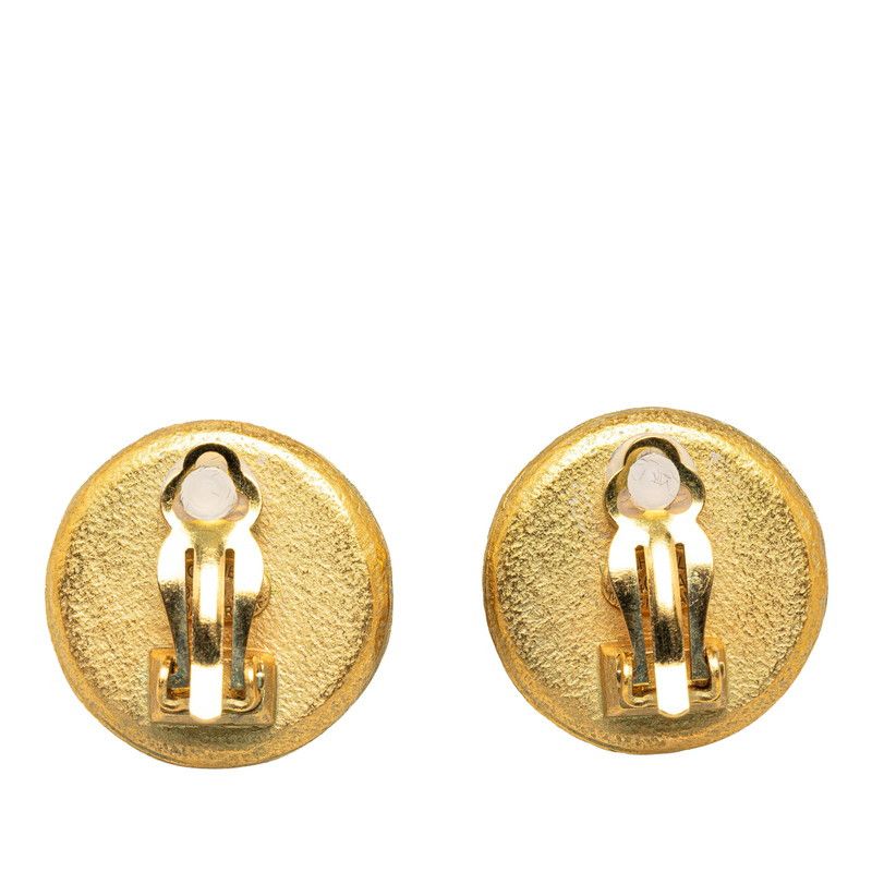 Chanel Chanel Chanel Vintage Coco Mark Earrings Gold Black Metal Earrings 94A in Very Good Condition Size ONE SIZE - 2 Thumbnail