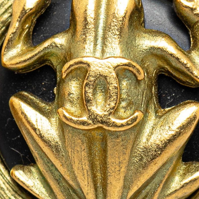 Chanel Chanel Chanel Vintage Coco Mark Earrings Gold Black Metal Earrings 94A in Very Good Condition Size ONE SIZE - 4 Thumbnail