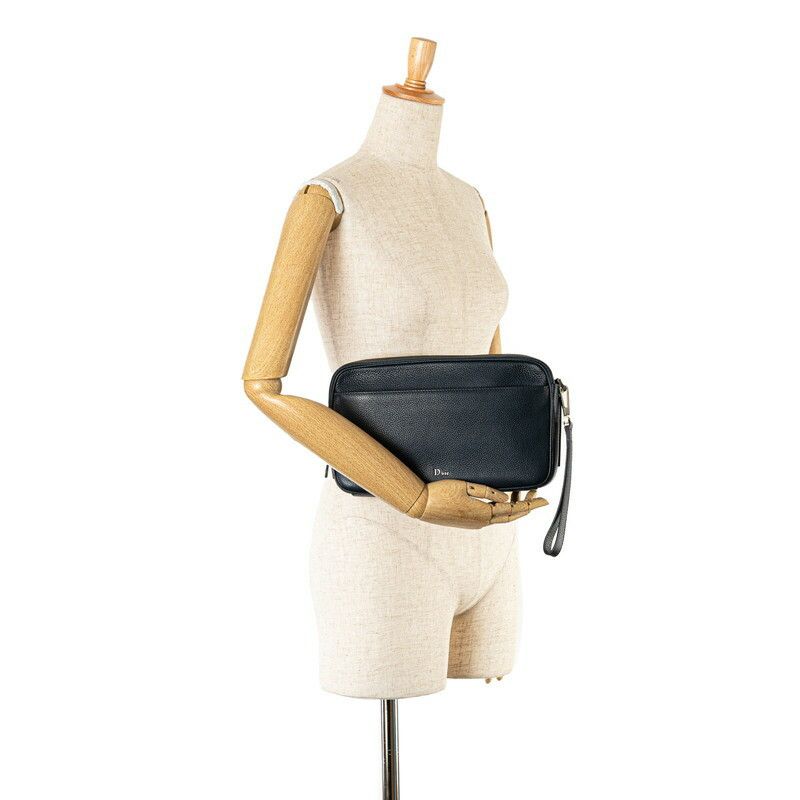 Dior Dior Dior Navy Calf Leather Clutch Bag Leather Clutch Bag in Excellent Condition Size ONE SIZE - 9 Thumbnail