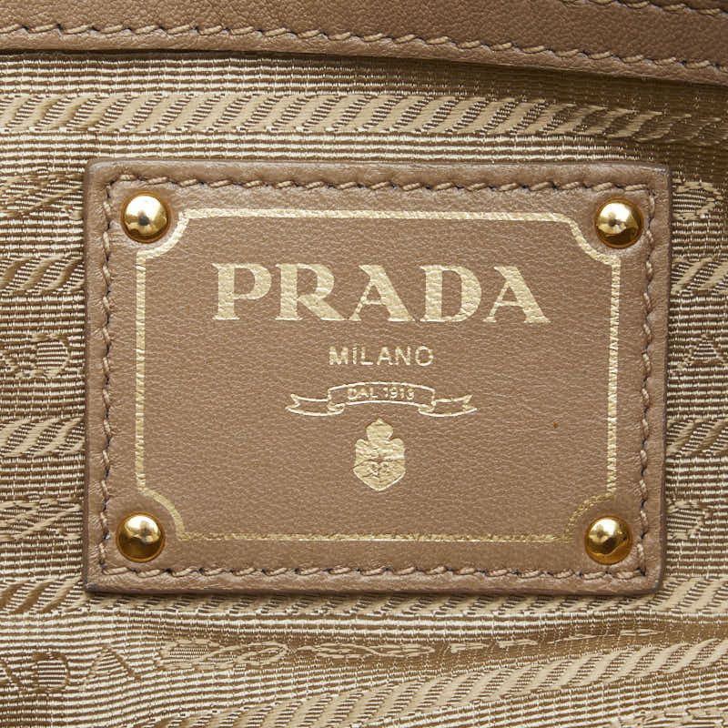 Prada Prada Prada Nylon Leather Gathered Handbag 2WAY Beige Canvas Handbag in Very Good Condition Size ONE SIZE - 8 Thumbnail