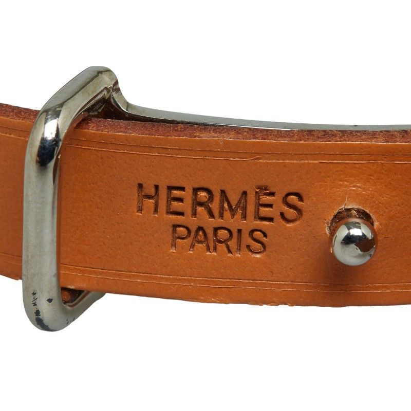 Hermes Hermes Hermes Ap2 Bracelet Silver Brown Metal Leather Metal Bracelet in Very Good Condition Size ONE SIZE - 6 Thumbnail