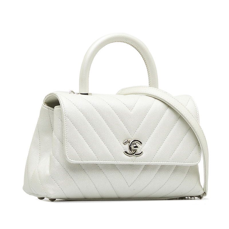 Chanel Chanel Chanel Chevron V-Stitch Coco Handle Caviar Skin Handbag Leather Handbag 28 in Great Condition Size ONE SIZE - 3 Thumbnail