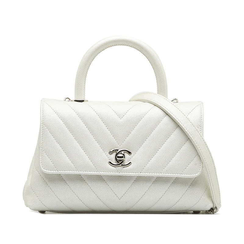 Chanel Chanel Chanel Chevron V-Stitch Coco Handle Caviar Skin Handbag Leather Handbag 28 in Great Condition Size ONE SIZE - 2 Thumbnail