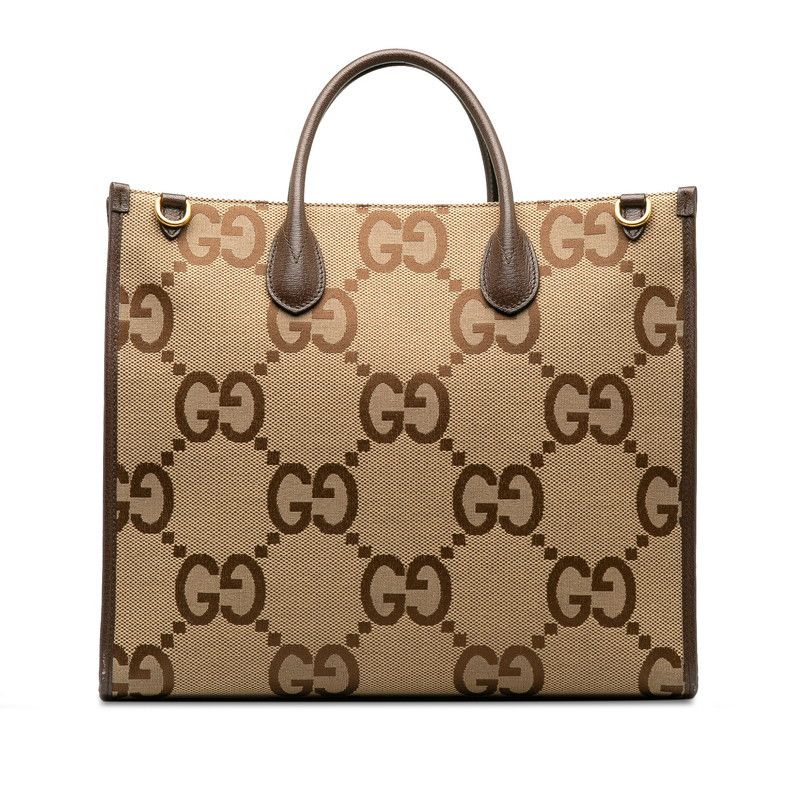 Gucci Gucci Gucci Jumbo GG Canvas Leather 2WAY Shoulder Tote Bag 678839 Canvas Tote Bag 678839 in Very Good Condition Size ONE SIZE - 4 Thumbnail