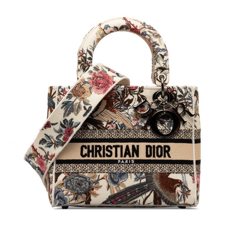 Dior Dior Dior Book Tote Delight Bird Flower Pattern 2WAY Canvas Handbag Canvas Handbag in Great Condition Size ONE SIZE - 2 Thumbnail