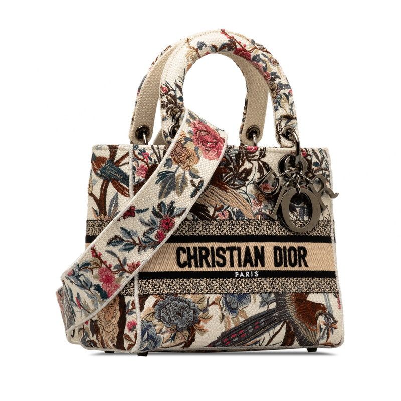 Dior Dior Dior Book Tote Delight Bird Flower Pattern 2WAY Canvas Handbag Canvas Handbag in Great Condition Size ONE SIZE - 3 Thumbnail