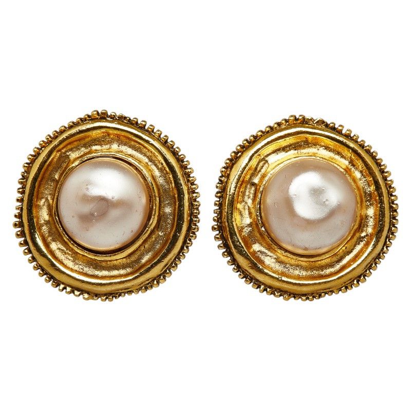 Chanel Chanel Chanel Pearl Earrings Gold Plated Clip-on Plastic Earrings in Very Good Condition Size ONE SIZE - 2 Thumbnail