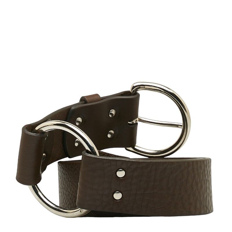 Other Other J&M Davidson Leather Ring Belt 30/75 Brown Silver Leather Belt in Very Good Condition Size ONE SIZE - 3 Thumbnail