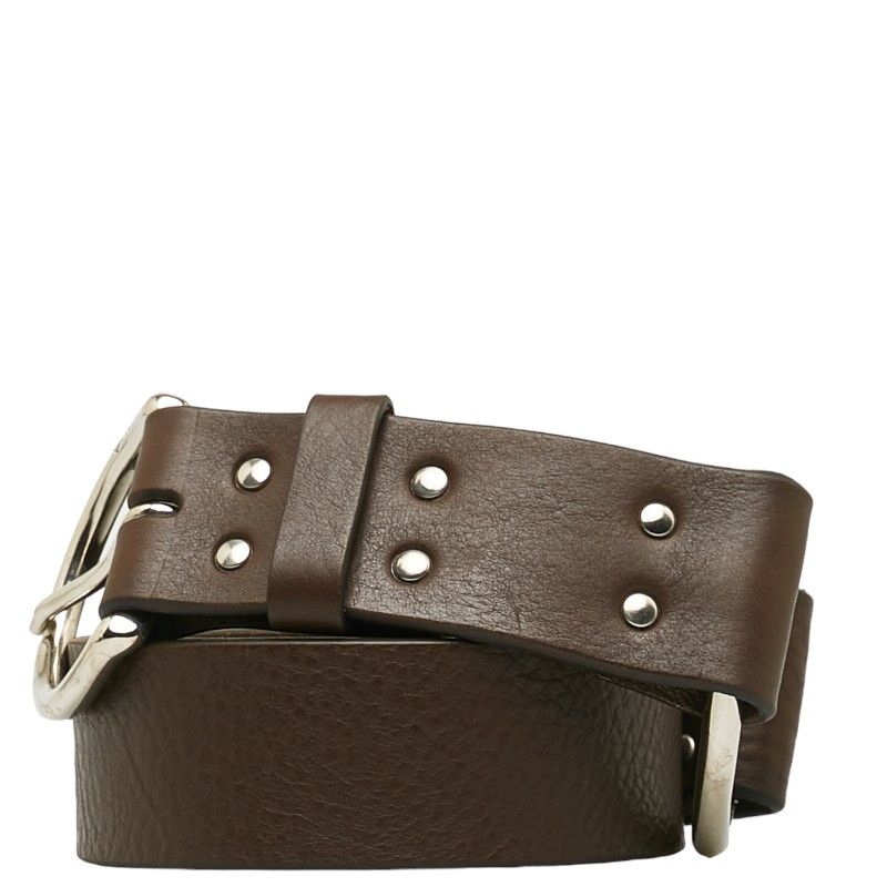 Other Other J&M Davidson Leather Ring Belt 30/75 Brown Silver Leather Belt in Very Good Condition Size ONE SIZE - 2 Thumbnail