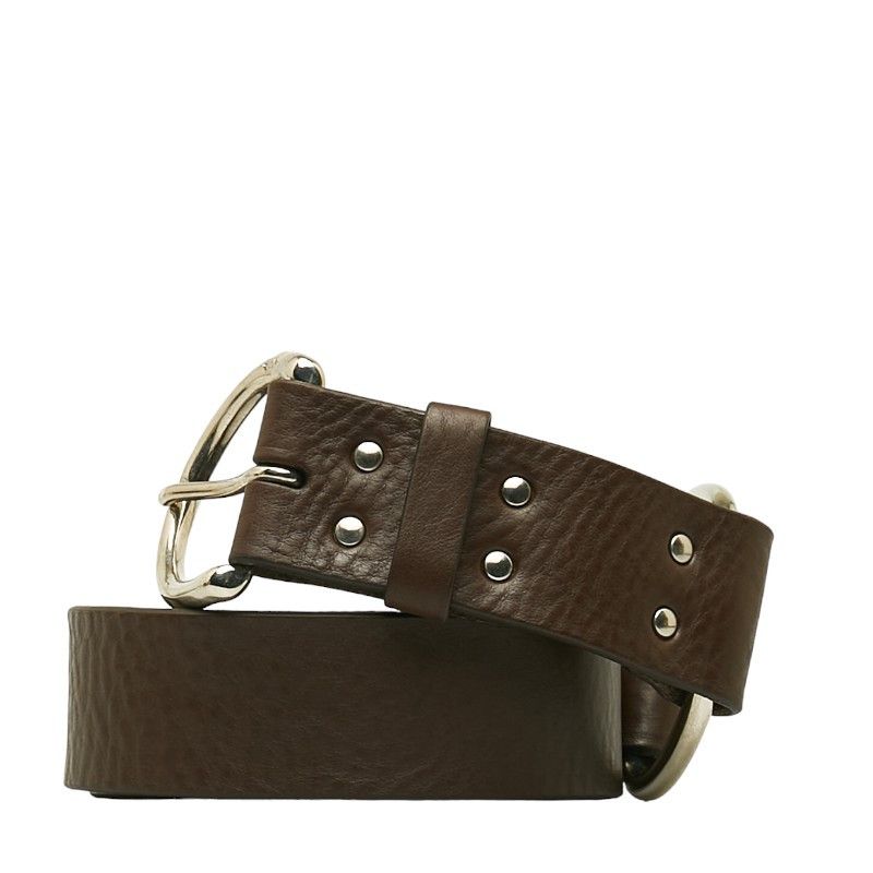 Other Other J&M Davidson Leather Ring Belt 34/85 Brown Silver Leather Belt in Very Good Condition Size ONE SIZE - 2 Thumbnail