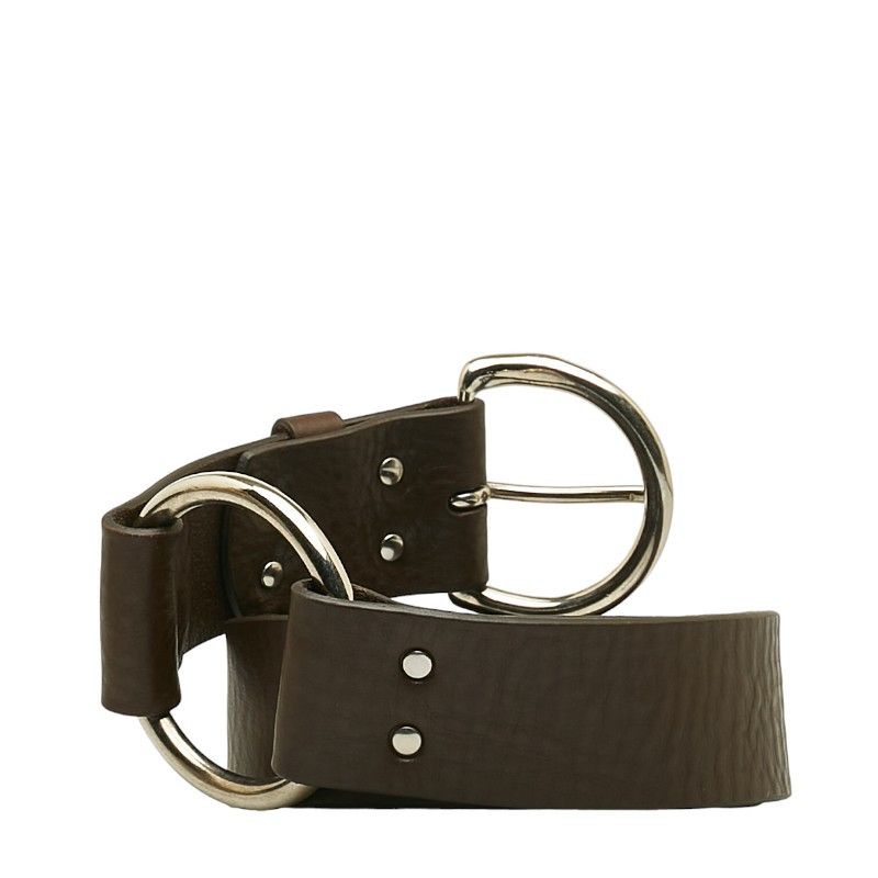 Other Other J&M Davidson Leather Ring Belt 34/85 Brown Silver Leather Belt in Very Good Condition Size ONE SIZE - 3 Thumbnail