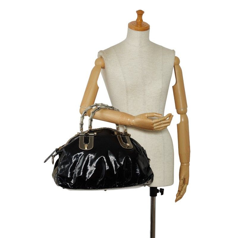 Gucci Gucci Gucci Bamboo Patent Leather 2way Handbag Shoulder Bag Leather Handbag 189867 in Very Good Condition Size ONE SIZE - 9 Thumbnail