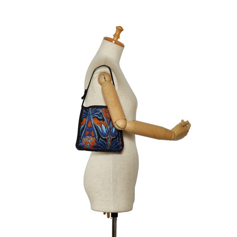 Prada Prada Prada Nylon Flower Shoulder Bag Blue Orange Canvas Shoulder Bag in Good Condition Size ONE SIZE - 13 Thumbnail