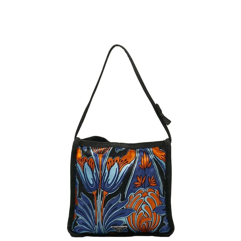 Prada Prada Prada Nylon Flower Shoulder Bag Blue Orange Canvas Shoulder Bag in Good Condition Size ONE SIZE - 3 Thumbnail