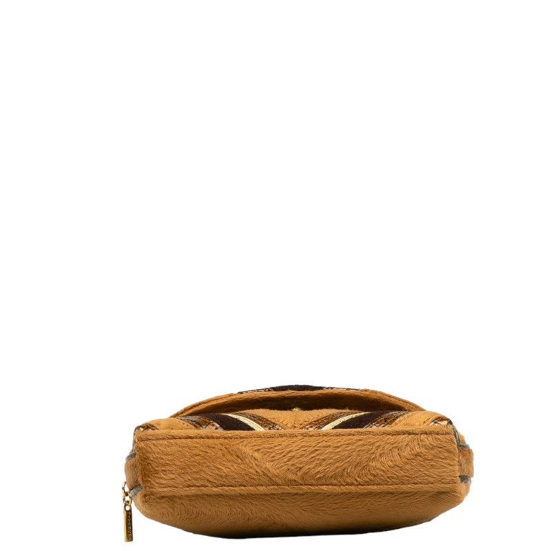 Givenchy Givenchy Givenchy Brown Enamel Fleece Cosmetic Pouch Plastic Vanity Bag in Very Good Condition Size ONE SIZE - 4 Thumbnail