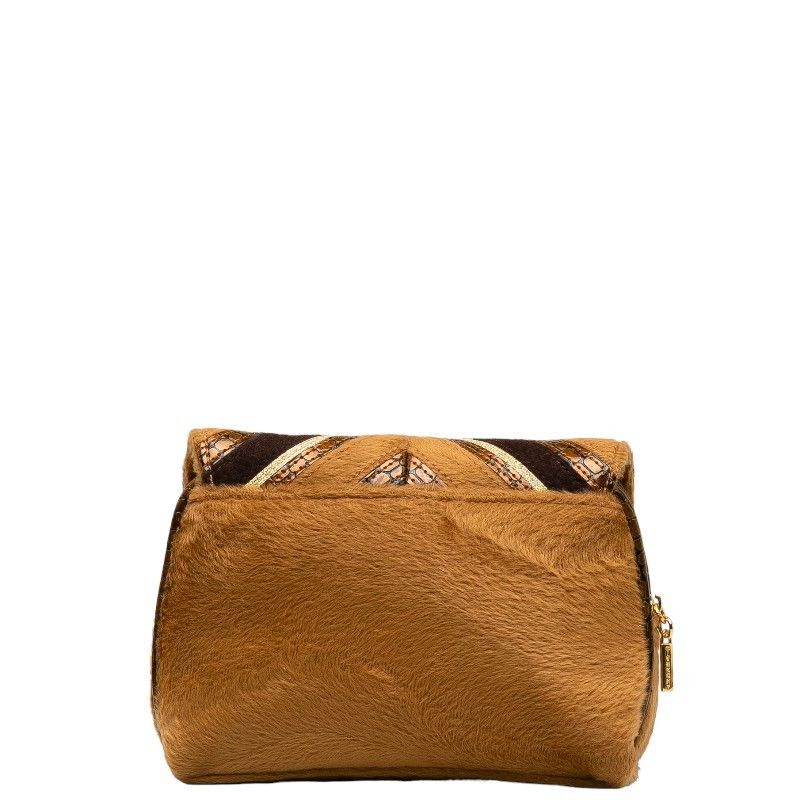 Givenchy Givenchy Givenchy Brown Enamel Fleece Cosmetic Pouch Plastic Vanity Bag in Very Good Condition Size ONE SIZE - 3 Thumbnail