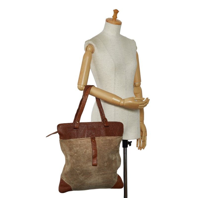 Burberry Burberry Burberry Suede Leather Tote Bag Leather Tote Bag in Good Condition Size ONE SIZE - 14 Thumbnail