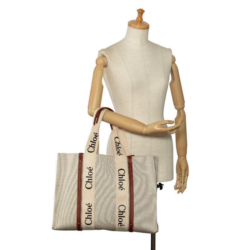 Chloe Chloe Chloe Canvas Leather Woody Large Tote Bag CHC22AS Canvas Tote Bag CHC22AS in Great Condition Size ONE SIZE - 9 Thumbnail