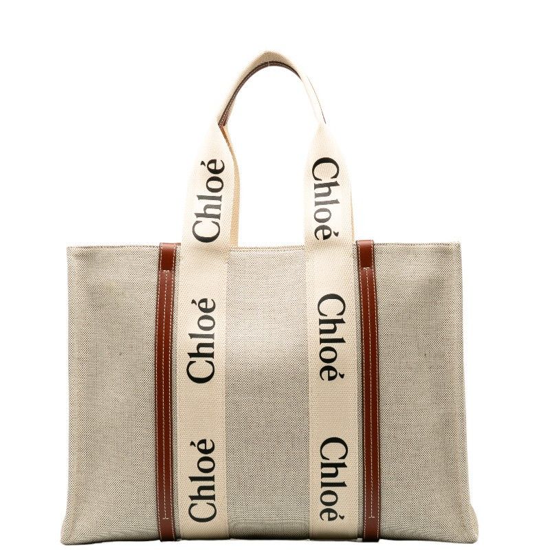 Chloe Chloe Chloe Canvas Leather Woody Large Tote Bag CHC22AS Canvas Tote Bag CHC22AS in Great Condition Size ONE SIZE - 3 Thumbnail