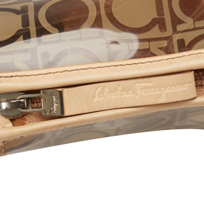 Salvatore Ferragamo Salvatore Ferragamo Salvatore Ferragamo Gancini Vinyl Leather Pouch Plastic Vanity Bag in Very Good Condition Size ONE SIZE - 5 Thumbnail