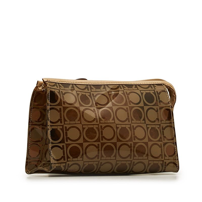 Salvatore Ferragamo Salvatore Ferragamo Salvatore Ferragamo Gancini Vinyl Leather Pouch Plastic Vanity Bag in Very Good Condition Size ONE SIZE - 2 Thumbnail