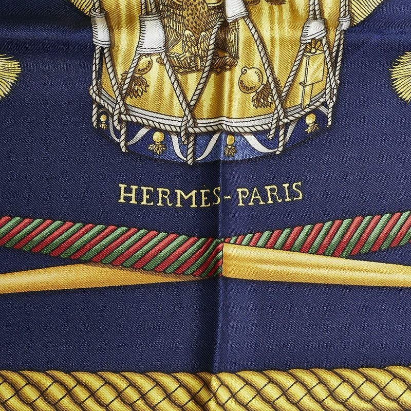 Hermes Hermes Hermes Silk Scarf Les Tambours Blue Khaki Canvas Scarf in Great Condition Size ONE SIZE - 3 Thumbnail