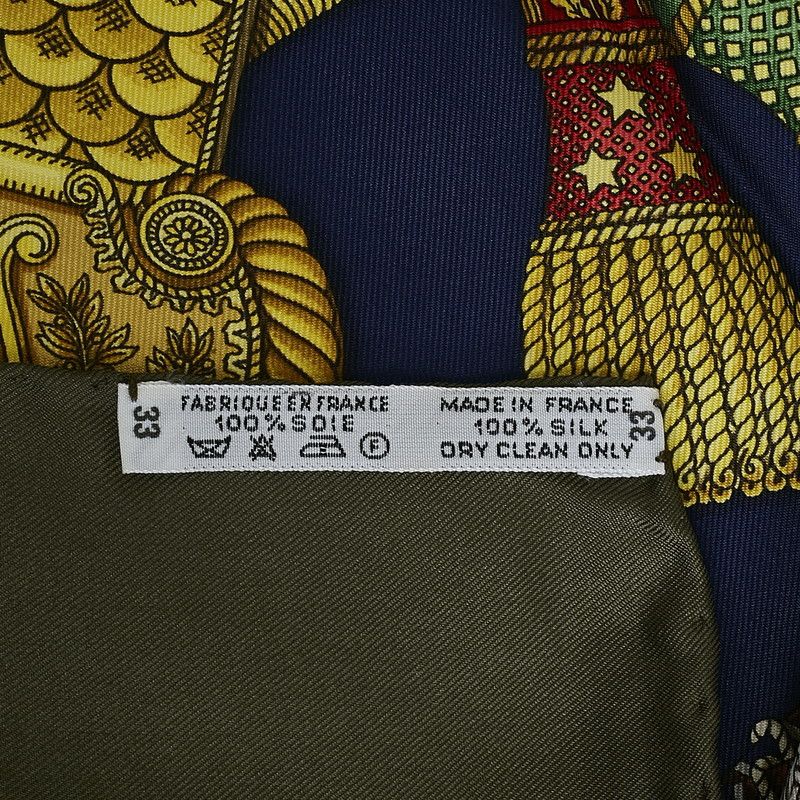 Hermes Hermes Hermes Silk Scarf Les Tambours Blue Khaki Canvas Scarf in Great Condition Size ONE SIZE - 5 Thumbnail