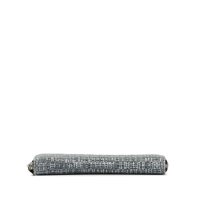 Chanel Chanel Chanel Tweed Coco Mark Deauville Zip Around Long Wallet Canvas Long Wallet in Great Condition Size ONE SIZE - 4 Thumbnail