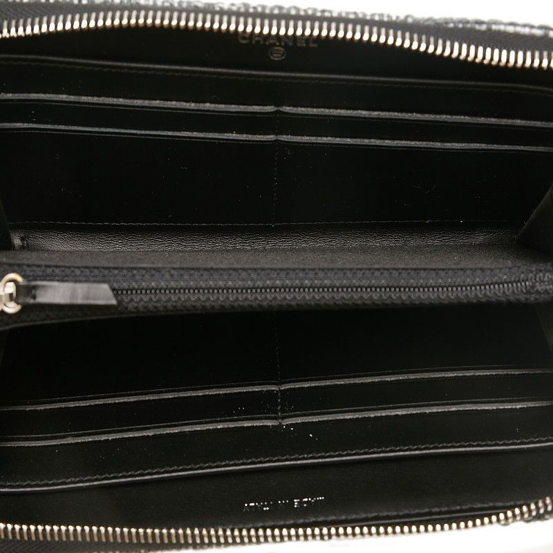 Chanel Chanel Chanel Tweed Coco Mark Deauville Zip Around Long Wallet Canvas Long Wallet in Great Condition Size ONE SIZE - 6 Thumbnail