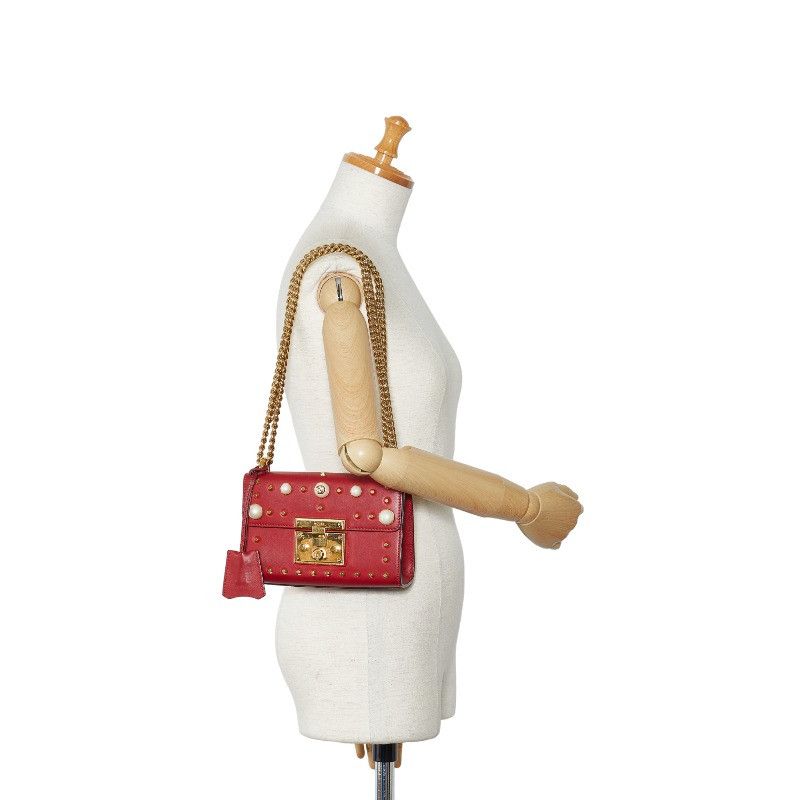Gucci Gucci Gucci Leather Padlock Studs Faux Pearl Chain Shoulder Bag 432182 Leather Shoulder Bag 432182 in Very Good Condition Size ONE SIZE - 8 Thumbnail